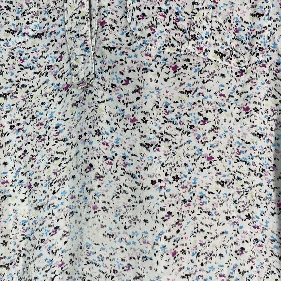 Ella Moss Long Sleeve Half Button Front Floral Blouse Breast Pockets White XS - Picture 4 of 10